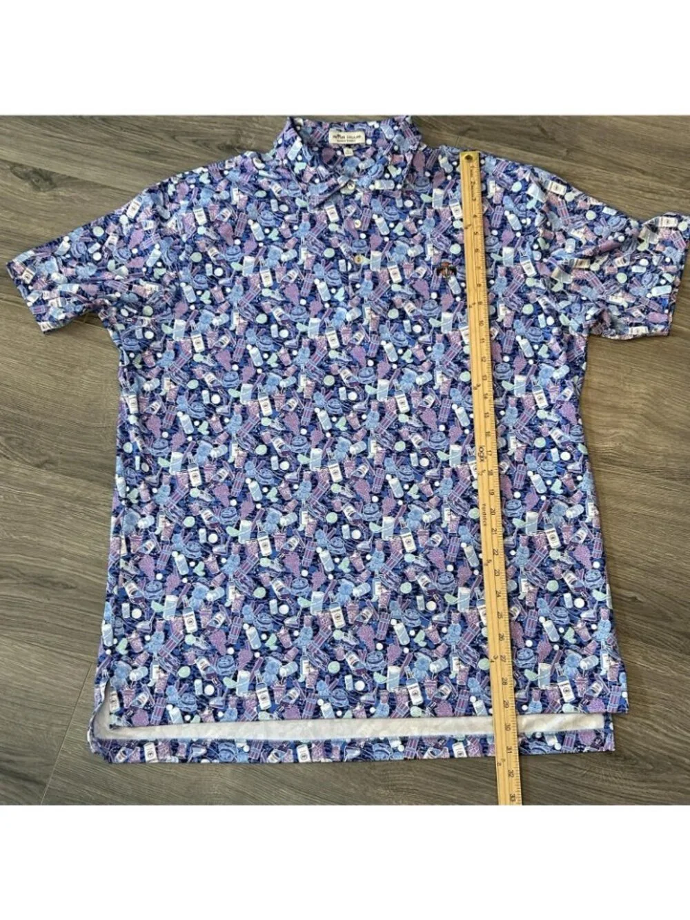 Peter Millar Polo Shirt Men L Blue Summer Comfort Crown Cocktail Caddyshack Golf